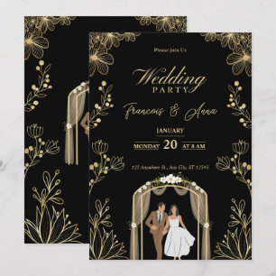 Invitación digital islámica Nikkah blanca y dorada
