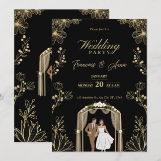 Invitación digital islámica Nikkah blanca y dorada