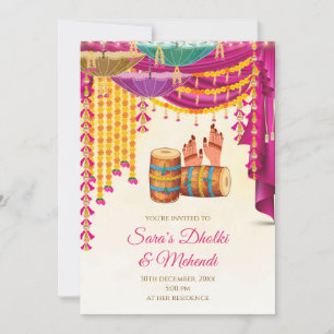 Invitación Digital Mehndi e invitación a Noche de 