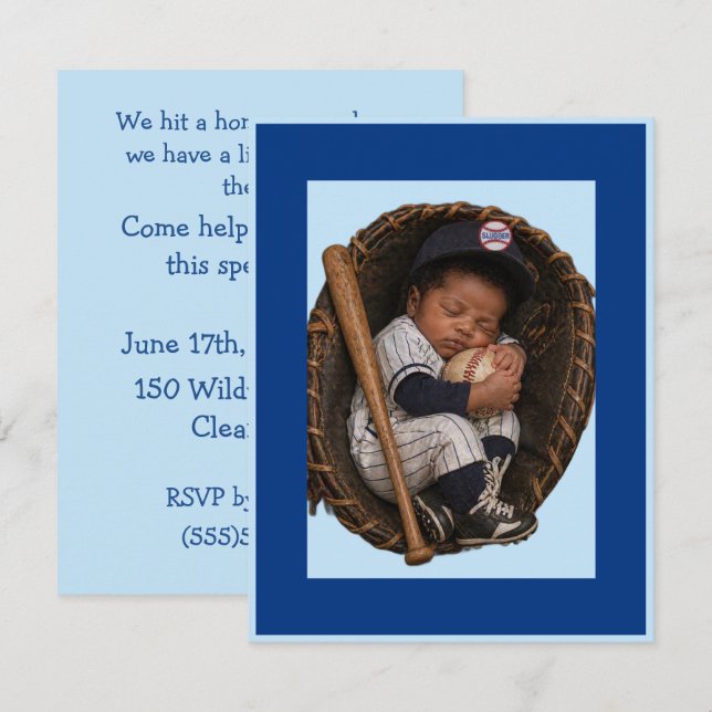 Invitación digital para baby shower de béisbol par (Anverso / Reverso)