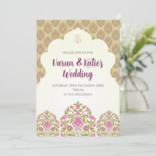 Invitación digital para boda hindú india (Anverso de pie)