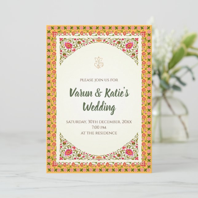 Invitación digital para boda hindú Invitación para (Anverso de pie)
