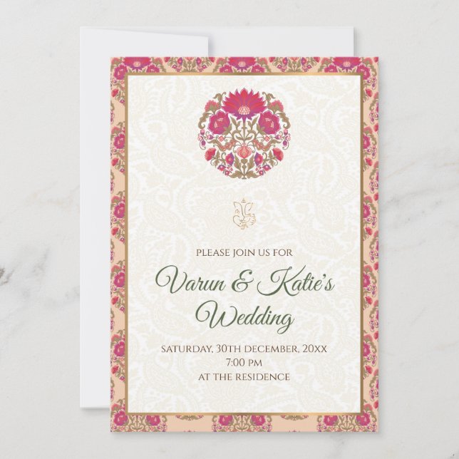 Invitación digital para boda india y boda hindú (Anverso)