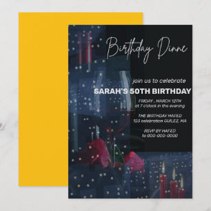 Invitación digital para cena de cumpleaños, glamou