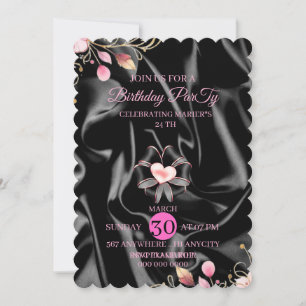Invitación digital para el 25 cumpleaños, niñas ro
