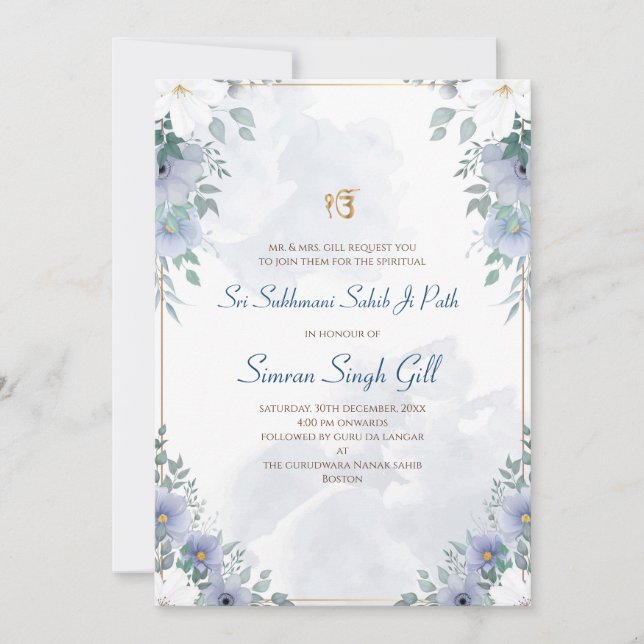 Invitación digital para el camino de Sri Sukhmani  (Anverso)