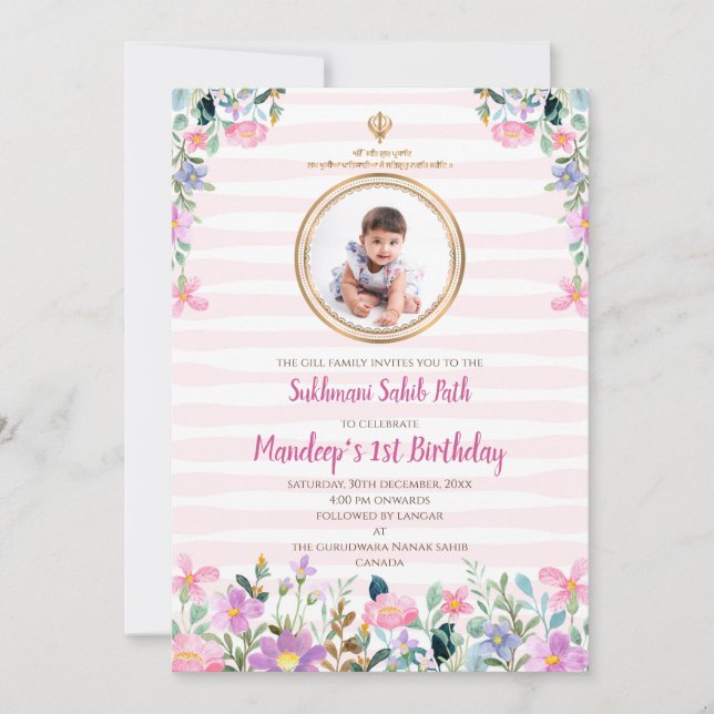 Invitación digital para el primer cumpleaños del S (Anverso)