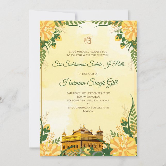 Invitación digital para el Sukhmani Sahib path Akh (Anverso)