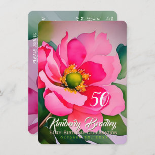 Invitación Digital Peony F acuarela 50º cumpleaños I