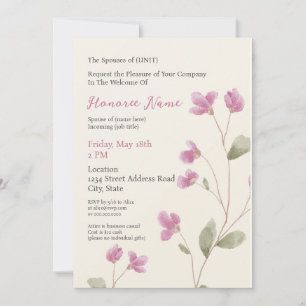 Invitación digital rosada de bienvenida a cónyuge