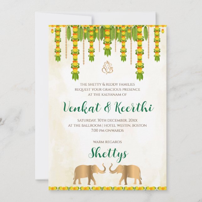 Invitación digital Telugu e invitación de boda ind (Anverso)