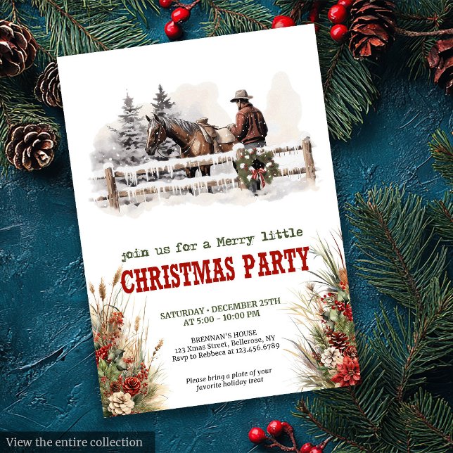 Invitación digital tradicional de fiesta de Navida (Traditional Western Christmas party invite digital

)