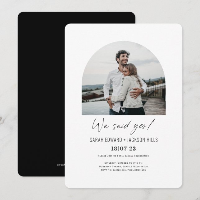 Invitación Dijimos que sí boda de elopement de foto moderna s (Anverso / Reverso)