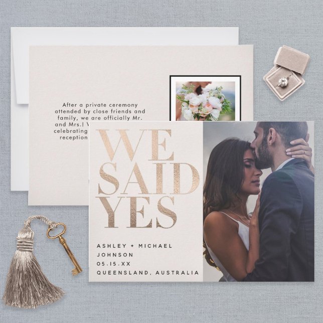 Invitación DIJIMOS QUE SÍ | Boda de fotos Rubor + Rosa Gold 2 (Subido por el creador)
