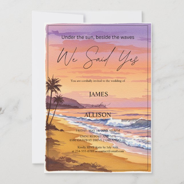 Invitación Dijimos que sí - Boho Beach California y Boda (Anverso)