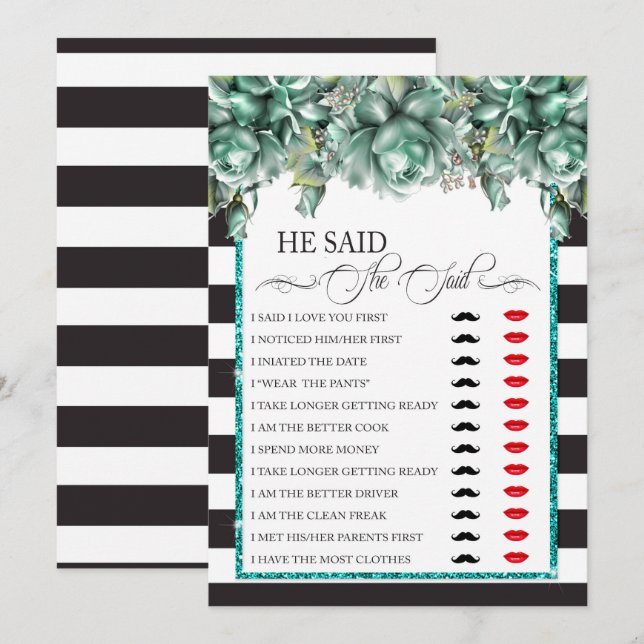 Invitación Dijo/Ella Dijo Juego De Ducha De Novias (Anverso / Reverso)