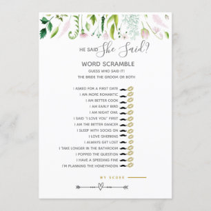 Invitación Dijo: juegos Baby Shower gris/amarillo