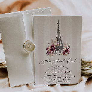 Invitación Dijo Oui Rubor Despedida de Soltera Floral París