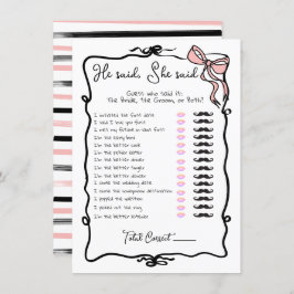 Invitación Dijo que dijo que el juego Hand Drawn Bow Bridal S