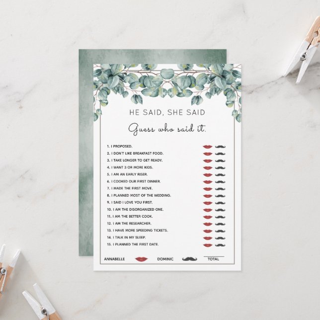 Invitación Dijo Que Dijo Que Eucalyptus Brillaba Con Un Juego (Anverso/Reverso In Situ)