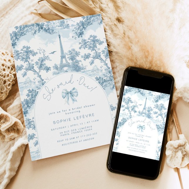 Invitación Dijo que la ducha de novia romántica de Oui French (Subido por el creador)