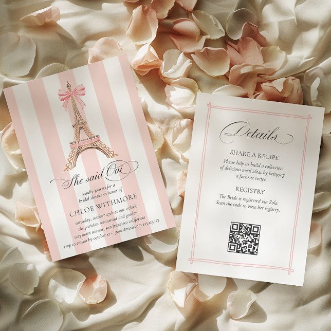 Invitación Dijo que Oui Paris Bow Eiffel Tower QRCODE DETALLE (Subido por el creador)