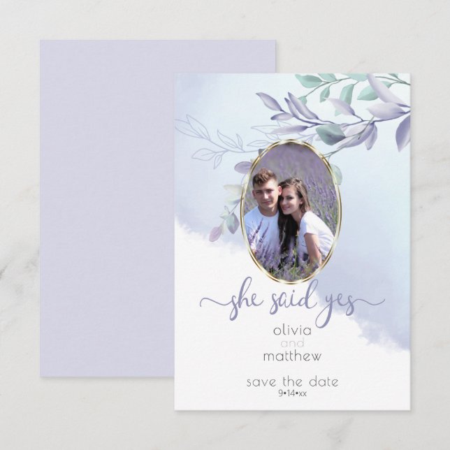 Invitación Dijo que sí, el óvalo floral salva la fecha (Anverso / Reverso)