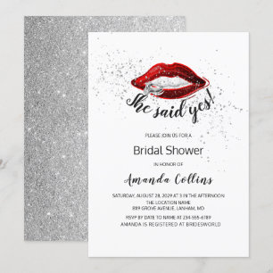 Invitación DIJO QUE SÍ, Purpurina moderno, ducha de novia pla