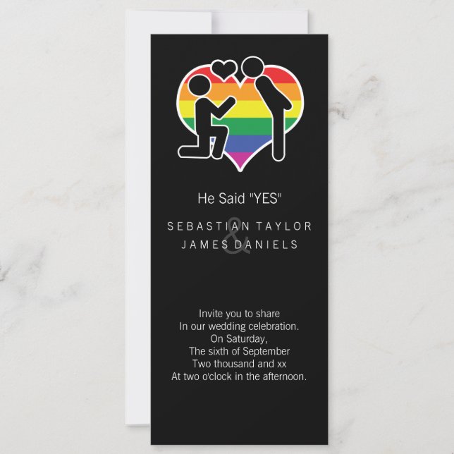 Invitación Dijo Que Sí Sr. Y Sr. Propuesta Boda Gay (Anverso)