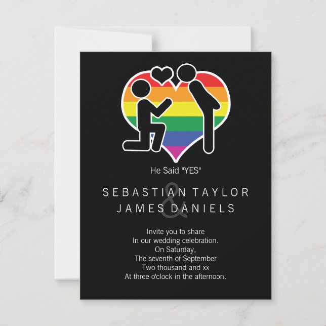 Invitación Dijo Que Sí Sr. Y Sr. Propuesta Boda Gay (Anverso)