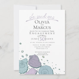 Invitación Dijo Sí Compromiso Con La Marea Lilac Dusty Blue