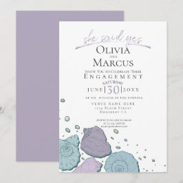 Invitación Dijo Sí Compromiso Con La Marea Lilac Dusty Blue