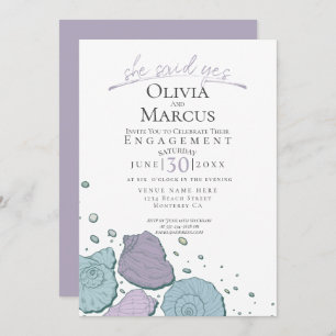 Invitación Dijo Sí Compromiso Con La Marea Lilac Dusty Blue