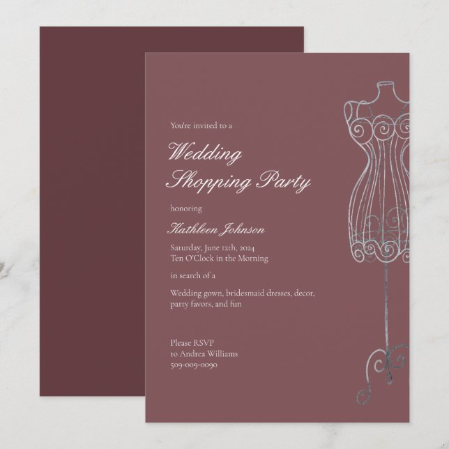 Invitación Dile sí al Fiesta de compras de la dama de honor (Anverso / Reverso)