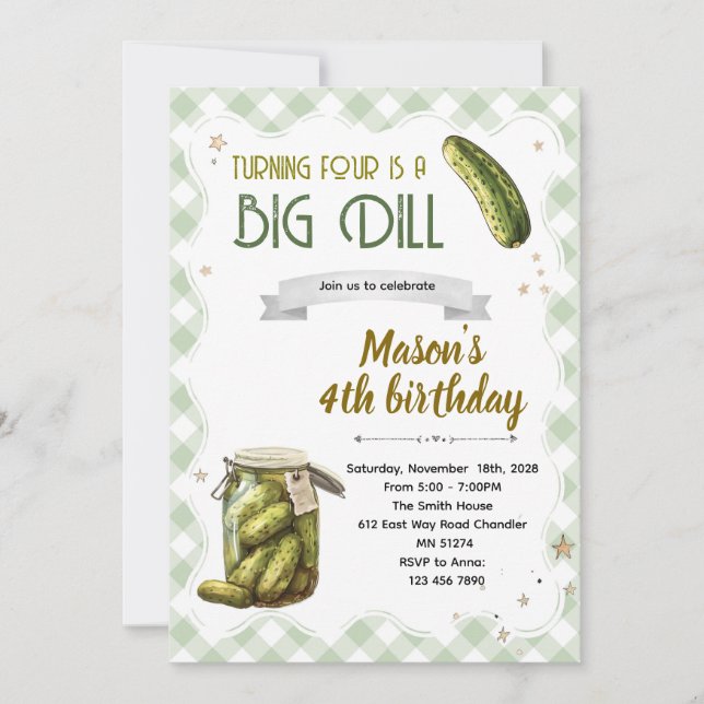 Invitación Dill pickle birthday boy invitation (Anverso)