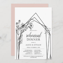Invitación Diner de ensayo geométrico de las flores de boho