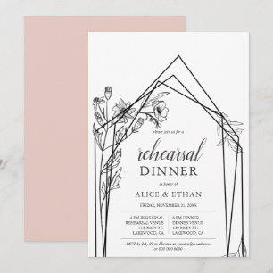 Invitación Diner de ensayo geométrico de las flores de boho