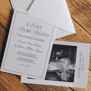 Invitación Dinero Antiguo Atemporal Boda en Blanco y Negro
