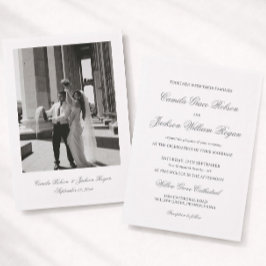 Invitación Dinero Antiguo Atemporal Boda en Blanco y Negro