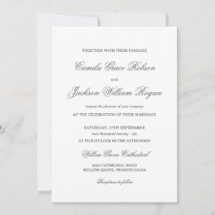 Invitación Dinero Antiguo Atemporal Boda en Blanco y Negro