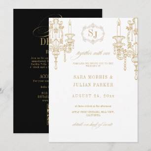 Invitación Dinero Antiguo Barroco Vintage Dorado Blanco Boda