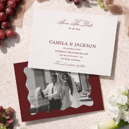 Invitación Dinero Antiguo Borgona Boda Guardar la Fecha Foto