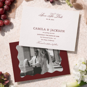 Invitación Dinero Antiguo Borgona Boda Guardar la Fecha Foto