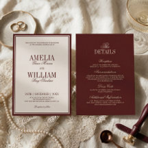 Dinero Antiguo Clásico Atemporal Burgundy Boda
