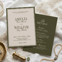 Dinero Antiguo Elegante Atemporal Verde Oliva Boda