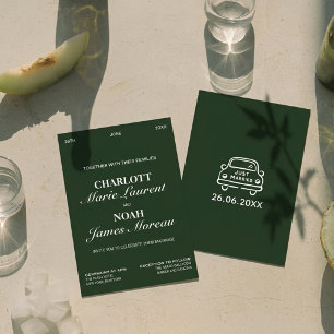 Invitación Dinero Antiguo Elegante Verde Oscuro Chic Lujo Mat