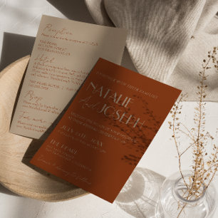 Invitación Dinero Antiguo Naranja Quemado Dorado Todo en Uno