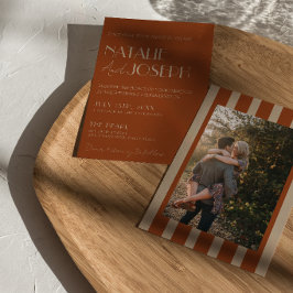 Invitación Dinero Antiguo Naranja Quemado Oro Foto Boda