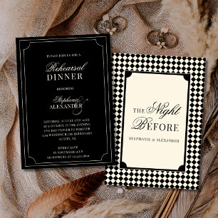 Invitación Dinero Antiguo Negro Marfil Cuadros Cena de Ensayo