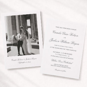 Invitación Dinero Viejo Atemporal Boda en Blanco y Negro